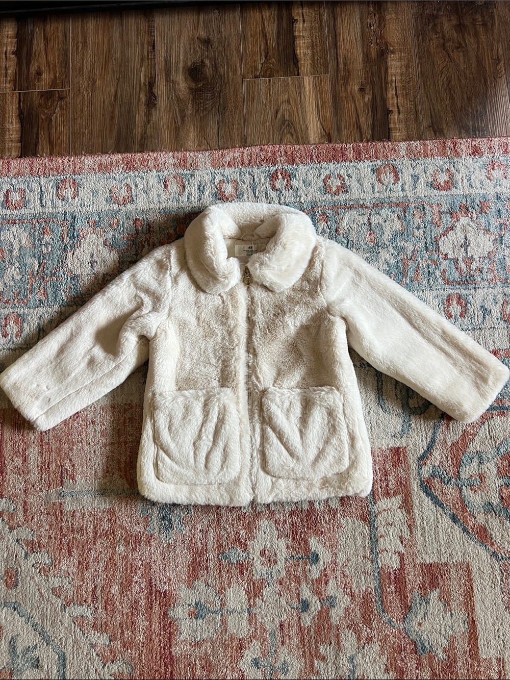 H&M Girls Cream Faux-Fur Coat